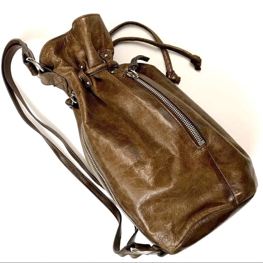 HOBO Brown Leather Drawstring Backpack